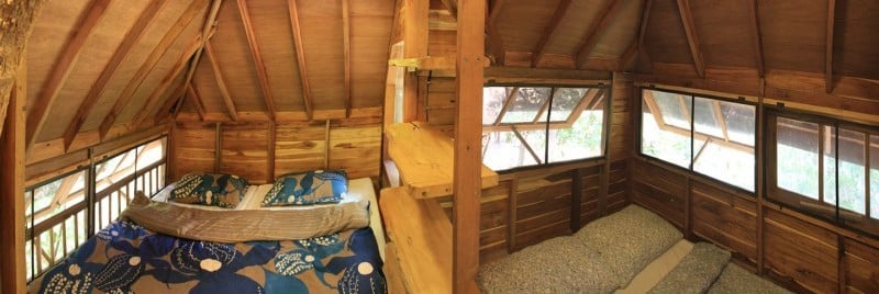 The bedrooms inside the treehouse